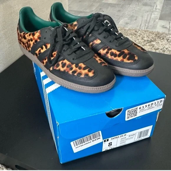 RARE NEW Adidas Samba OG Cheetah Leopard Black Green Womens 8 Mens 7 Sneakers - Picture 9 of 15